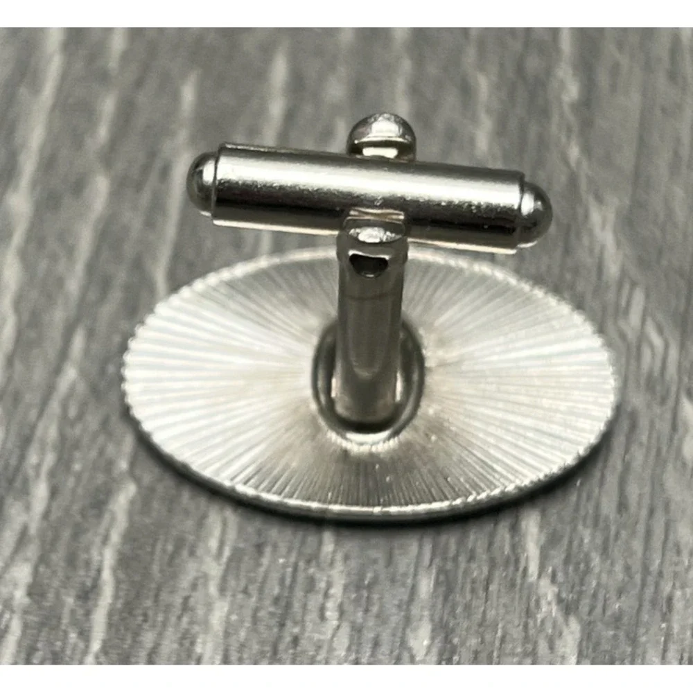 Elegant Silver Tone Oval Swirl Design Cufflinks Men's Formal Accessory